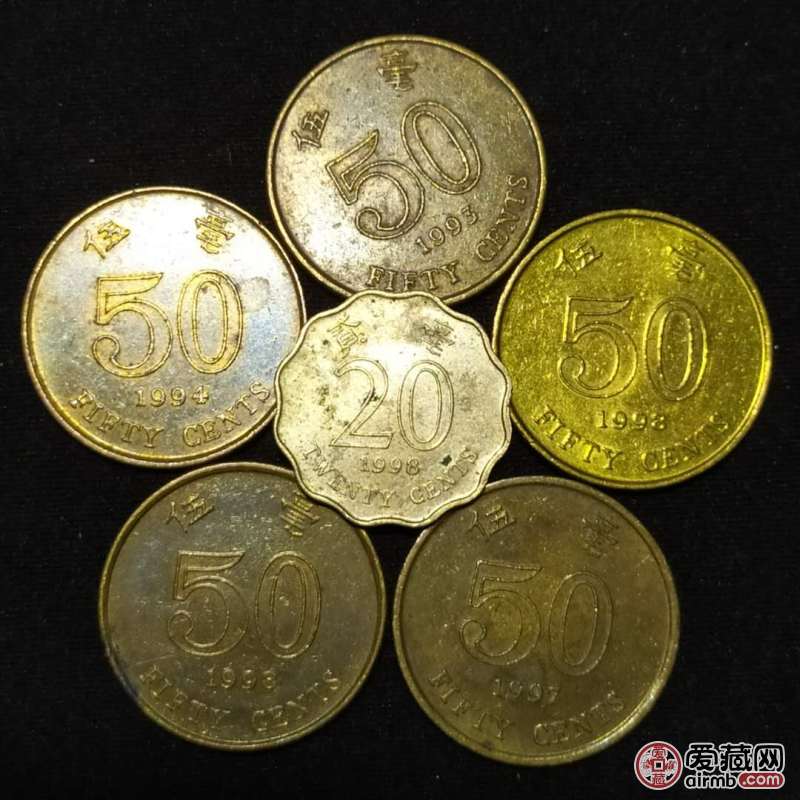 亚洲香港紫金花硬币一组6枚一起