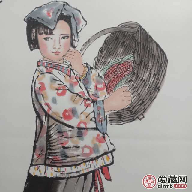 刘文西《陕北小姑娘》中堂画一幅