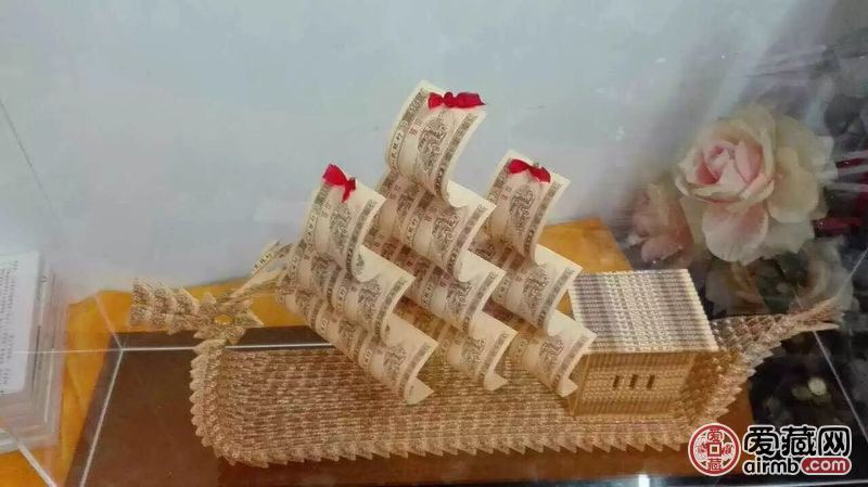 一分钱的纸币做成的礼品,一帆风顺钱船,有-价格1580元