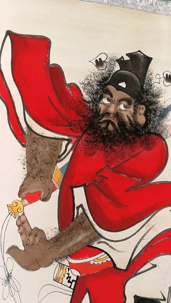 钟馗赐福四尺精工手绘作品尺寸16973