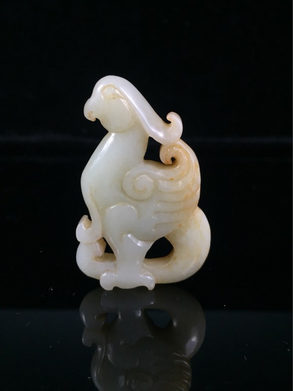 农村收到的老和田玉凤鸟佩饰玉润工艺古朴造型美