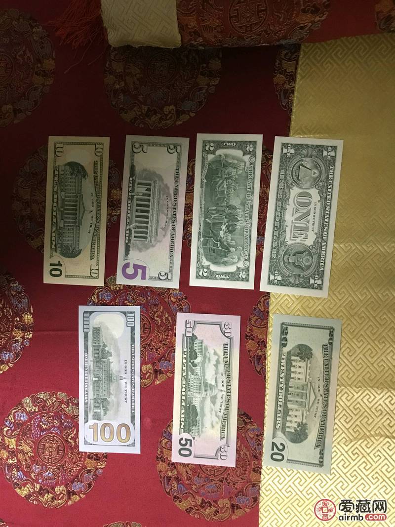美元小全套,各面值,共七张,全