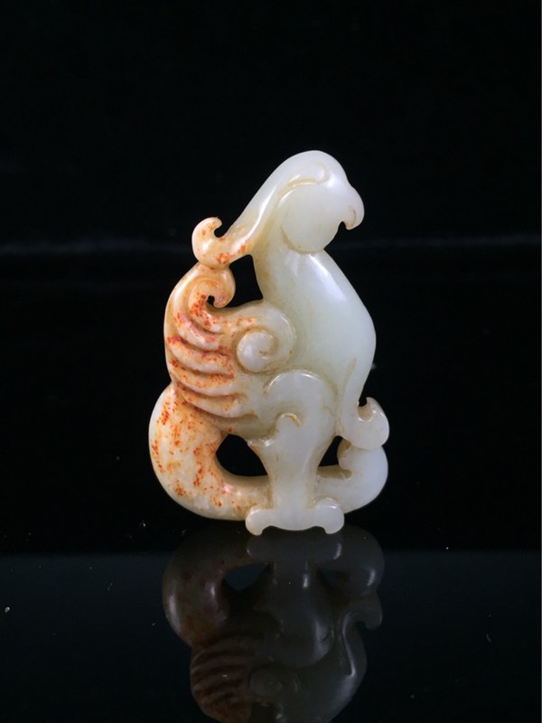 农村收到的老和田玉凤鸟佩饰玉润工艺古朴造型美