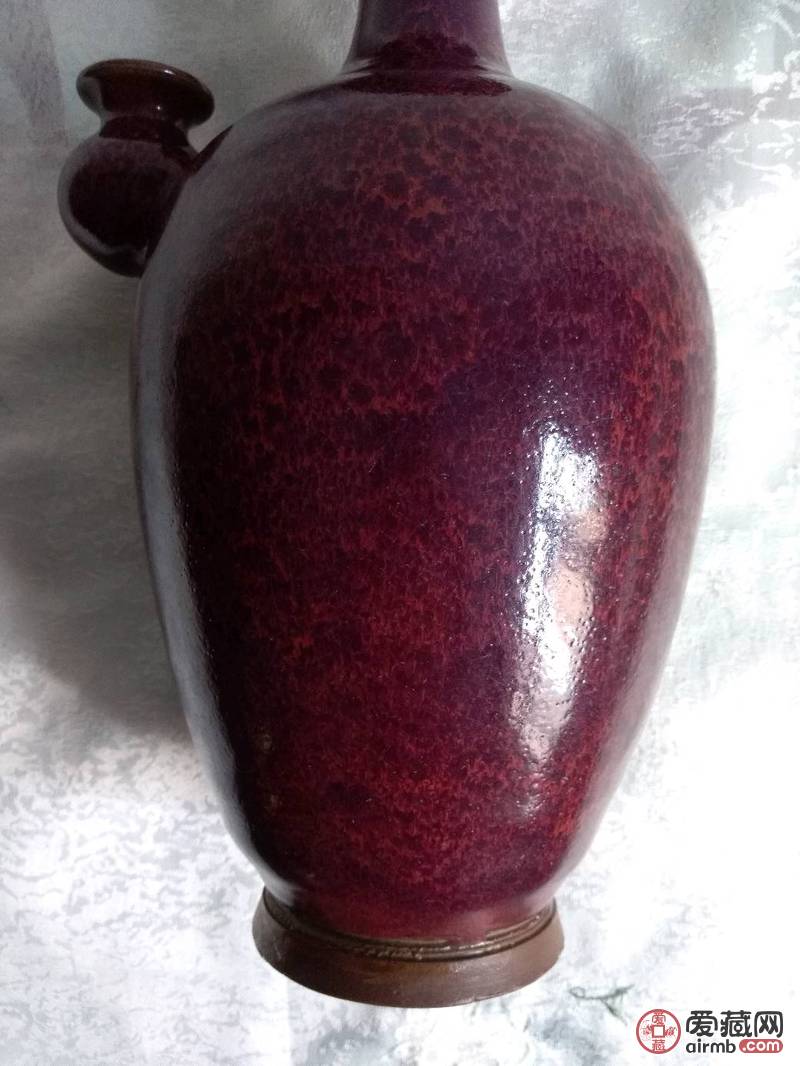 宋代钧窑玫瑰紫窑变釉净水瓶!器