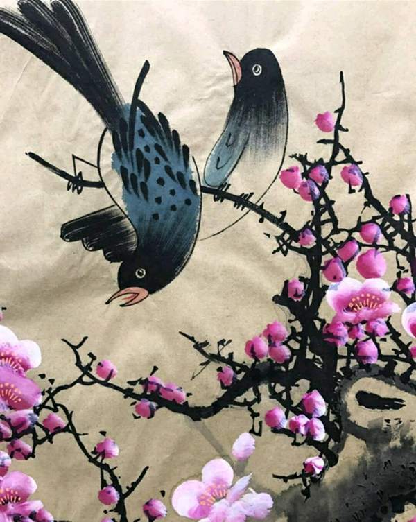 田成喜作品《喜上眉梢》尺寸137*68厘米,作者