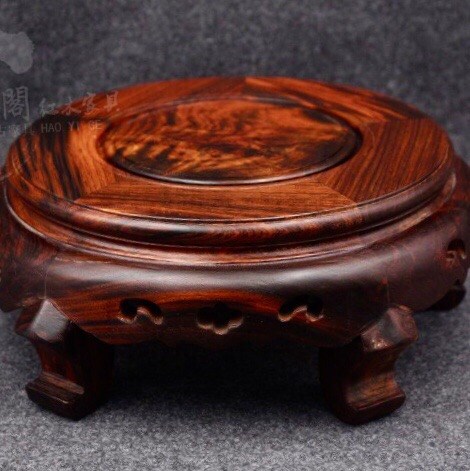 红木老挝大红酸枝底座交趾黄檀玉石盆景花瓶工艺品摆