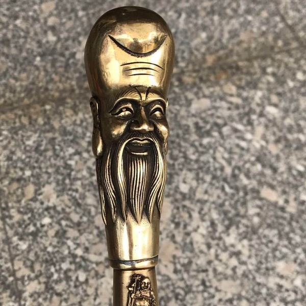 黄铜寿星拐杖非常难得一见的稀少品种手里仅此一件