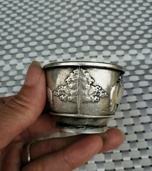 收来古代精美老银杯一枚工艺精湛包浆醇厚我们