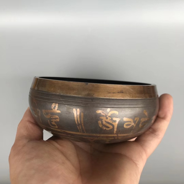 收来的佛音颂钵铜磬碗瑜伽摆件钵盂法器手工纯铜理疗