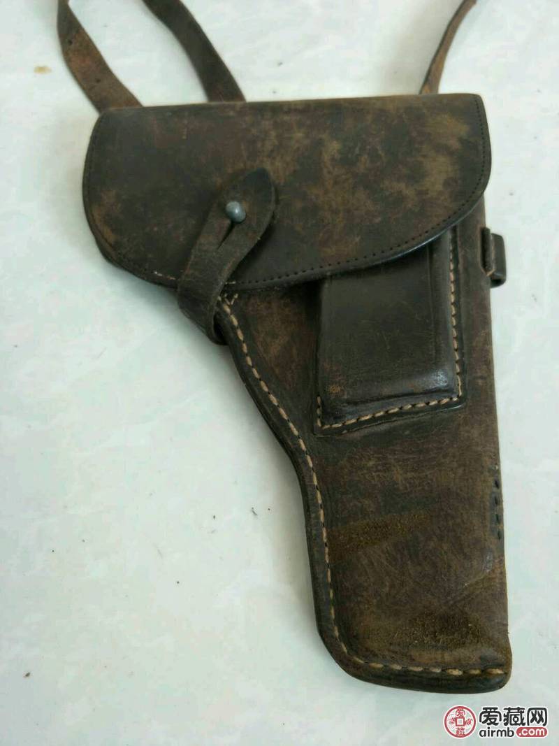 抗战时期!牛皮枪套!包老完整!