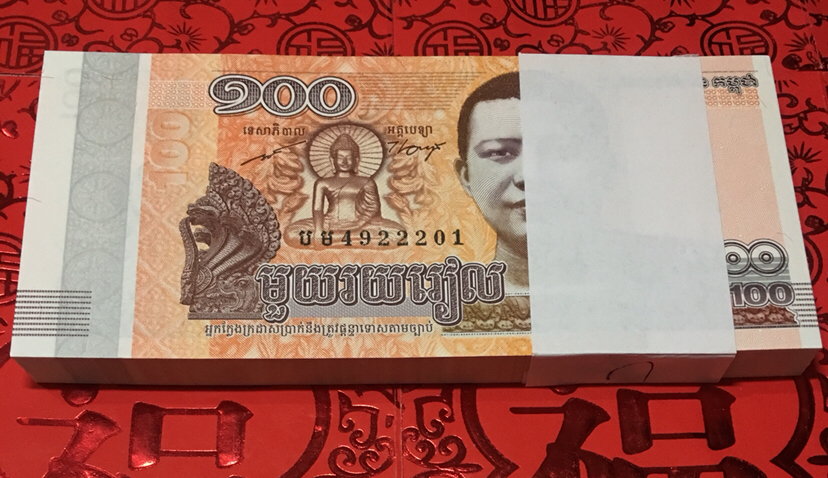 柬埔寨法定纸币一刀 纸币面额100 一张 共100