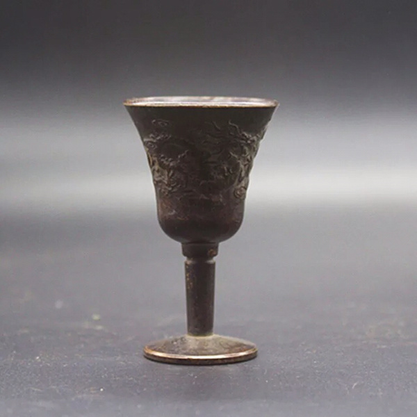 纯铜酒杯一个品相极好包浆醇厚纹路清晰分量感十