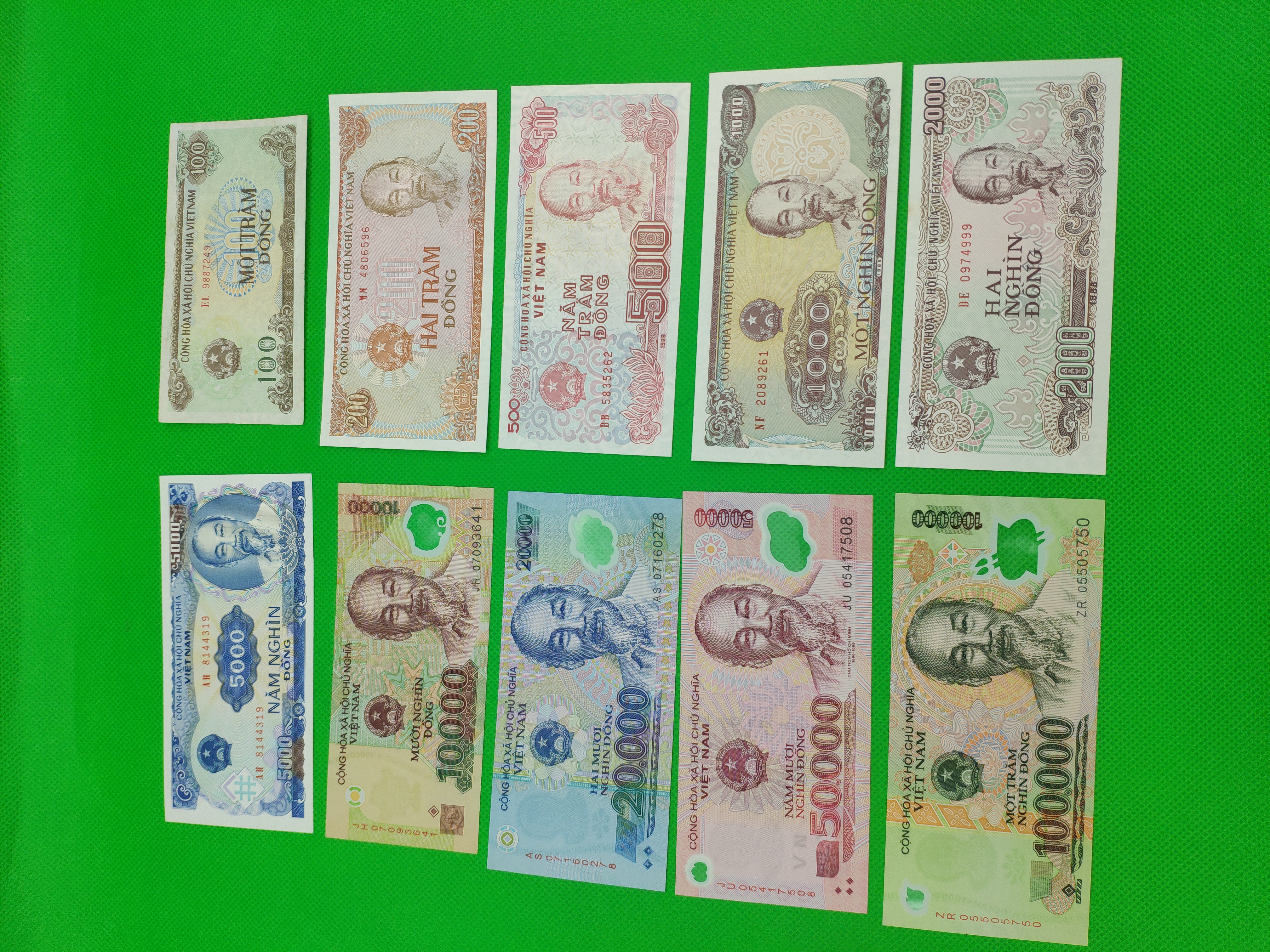 越南盾纸币10张一套,面值共:188800元,可以