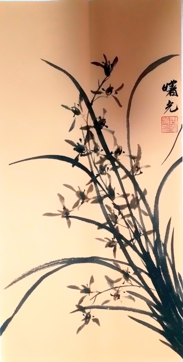 国画兰花四条屏