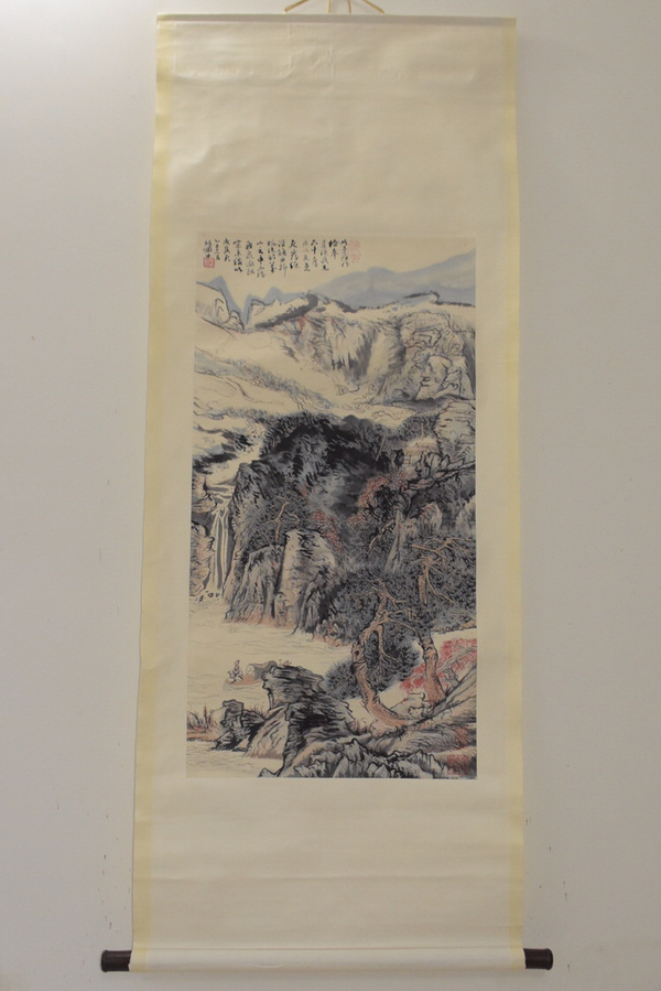 陆俨少山水图宣纸卷轴画一副,惟妙惟真假_图片_价格_评级-书画篆刻-爱