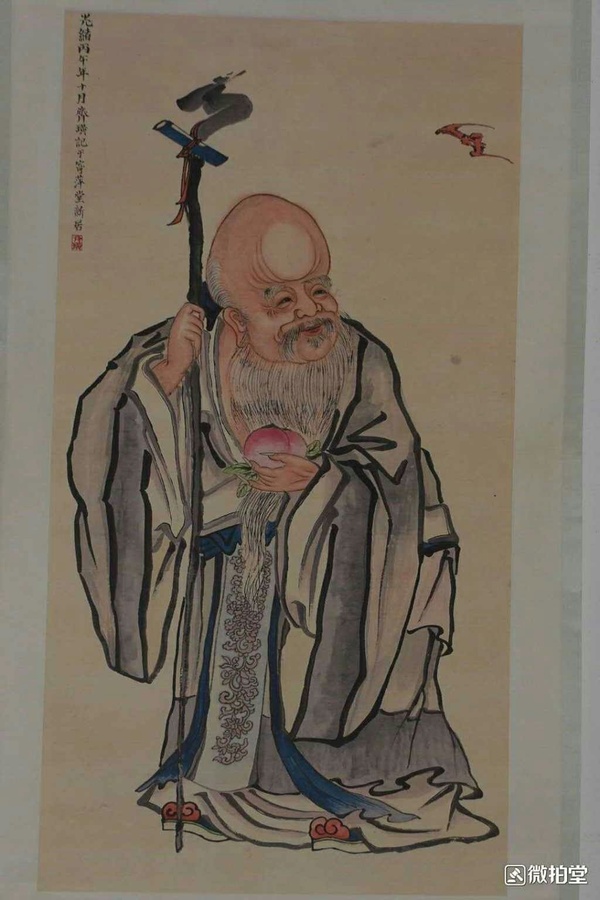 齐白石寿星老人卷轴挂画中堂画宽约06米长