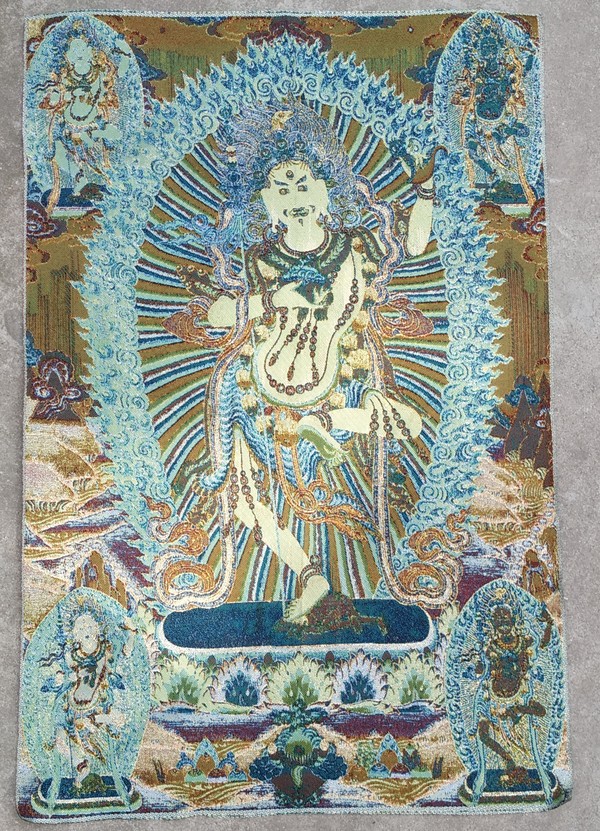 藏传织锦精美唐卡特性布画精工金丝绣织锦刺绣未