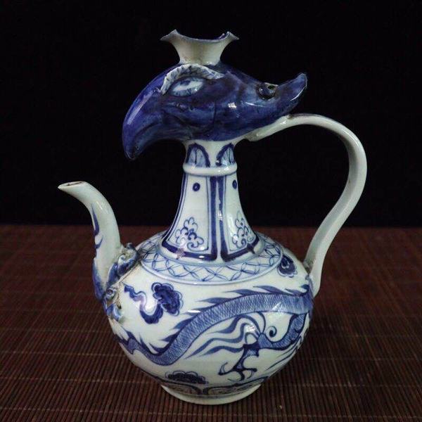 青花龙纹凤首执壶高125cm宽185cm青花瓷