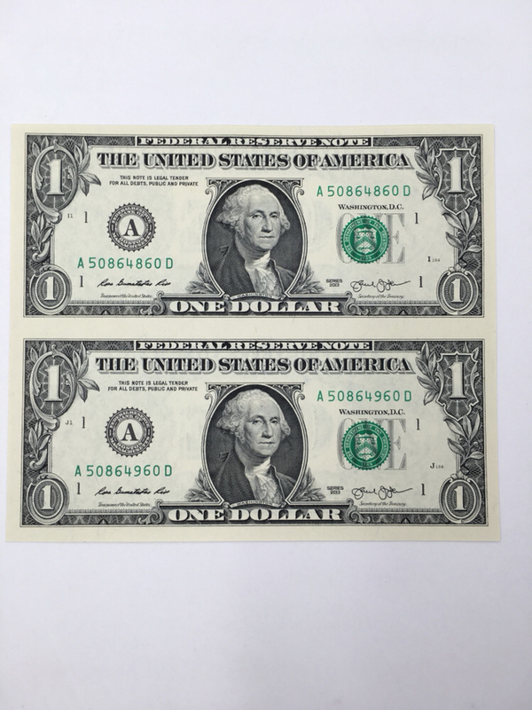 1美元2连体全新品相按图发货看好再拍理性出价