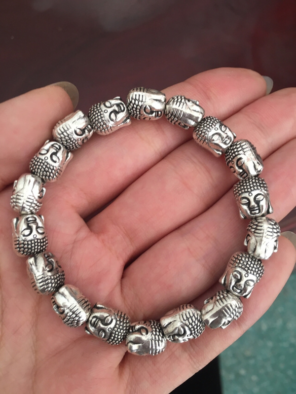 藏银手串释迦摩尼手串配戴辟邪保平安做工精致自