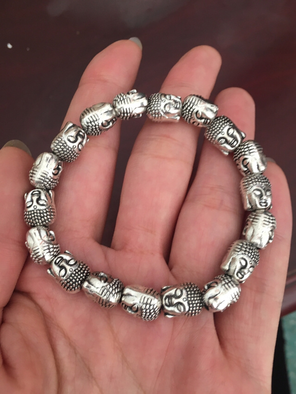 藏银手串释迦摩尼手串配戴辟邪保平安做工精致自