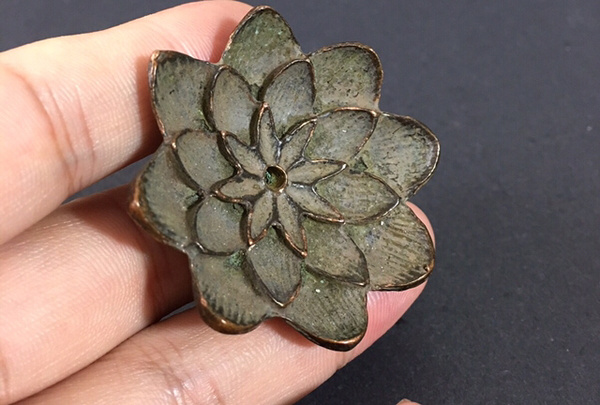 纯铜莲花复古香插精致茶宠直径43厘米高1