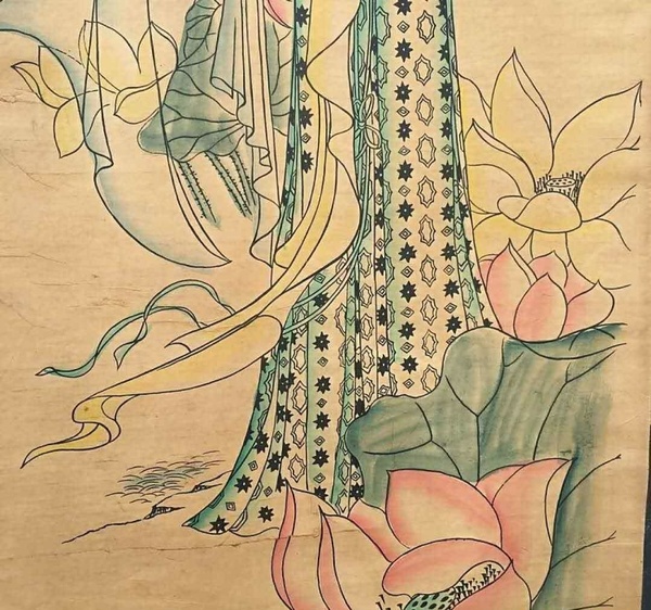唐寅西施宣纸卷轴挂画中堂画宽约06米长约