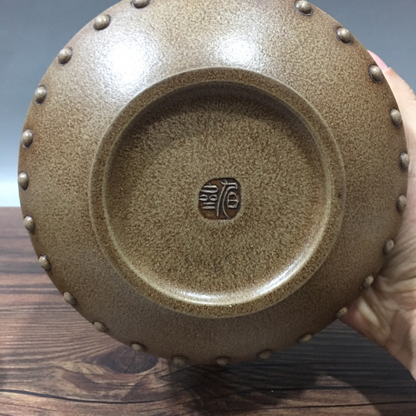 原矿段泥古董收藏宜兴紫砂壶名人汪宝根全手工制作鼓型