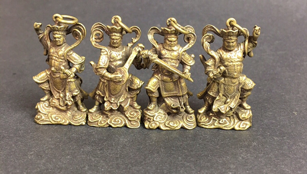 纯铜四大天王摆件一套,实心铜四大金刚佛像真假_图片_价格_评级-工艺