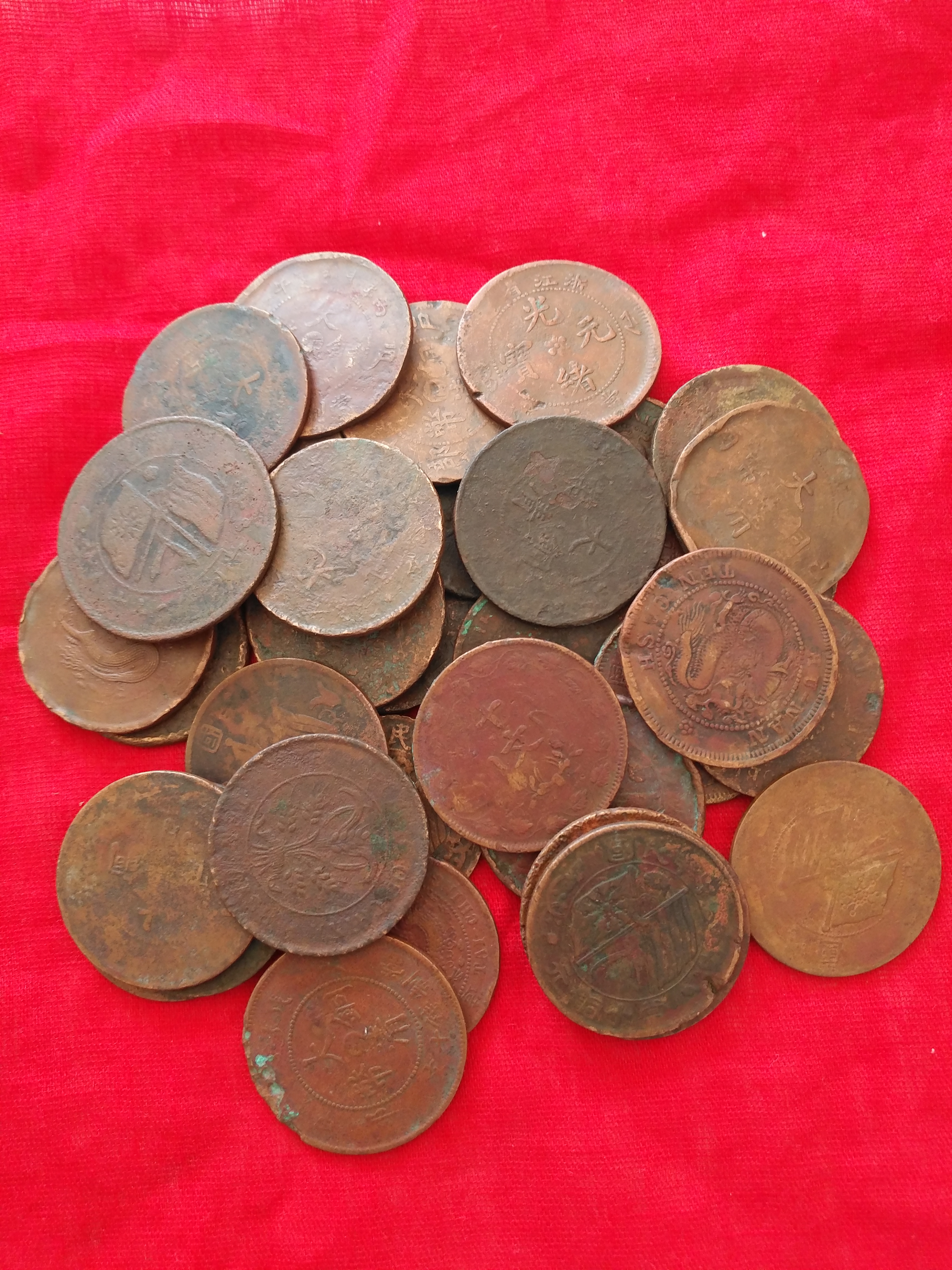 一堆清朝,民国时期老铜钱,共计