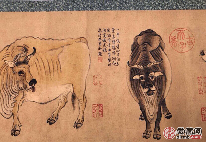 乡下收来《五牛图》卷轴中堂挂-价格200元-爱藏拍卖-爱藏网