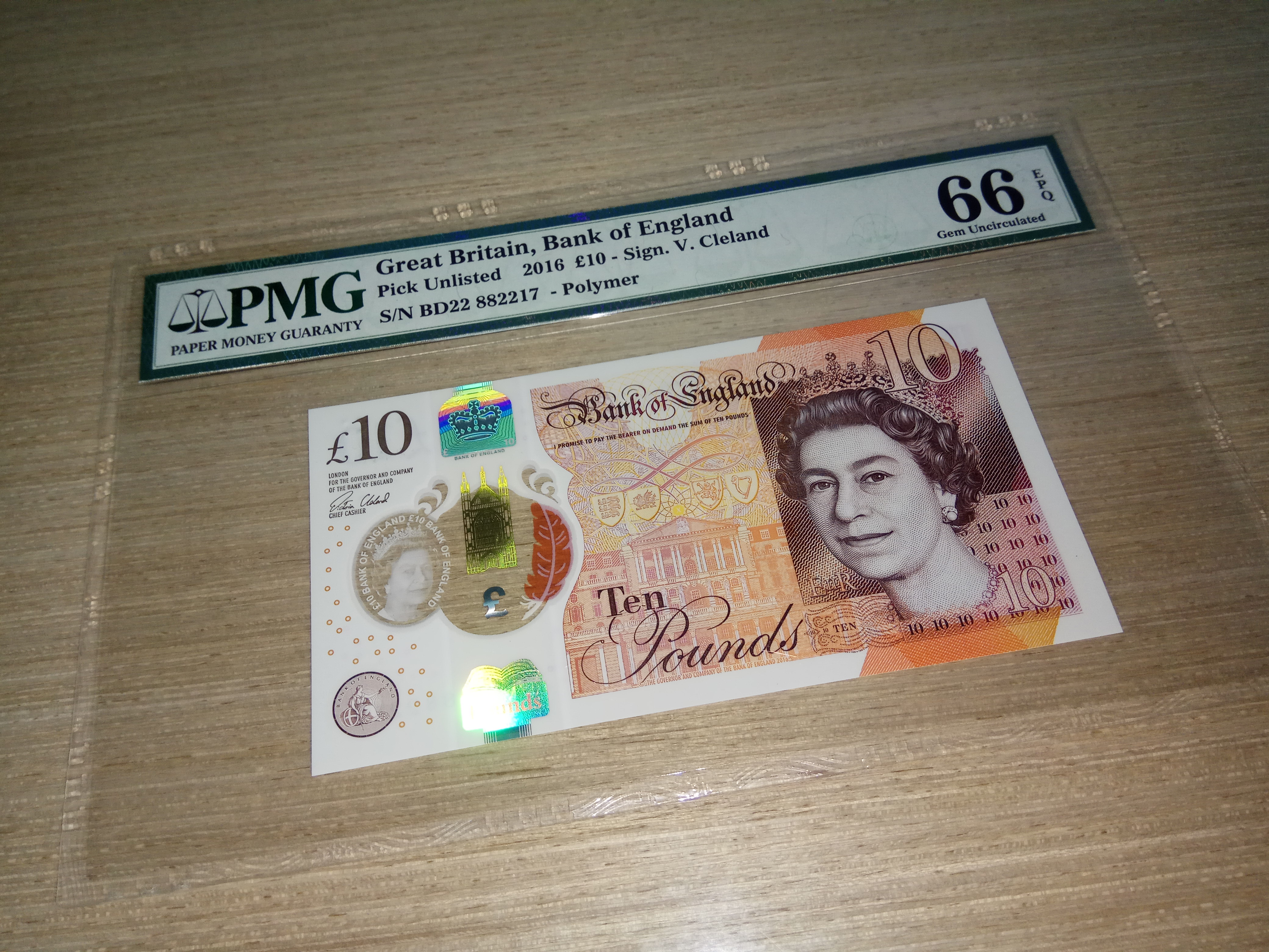 外国纸币,pmg评级英镑,10镑纸币,pmg66e