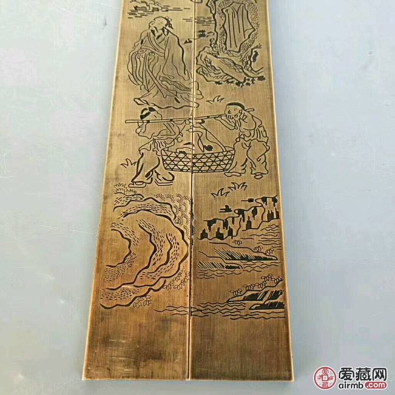 铜镇尺《右军换鹅图》,工艺精美