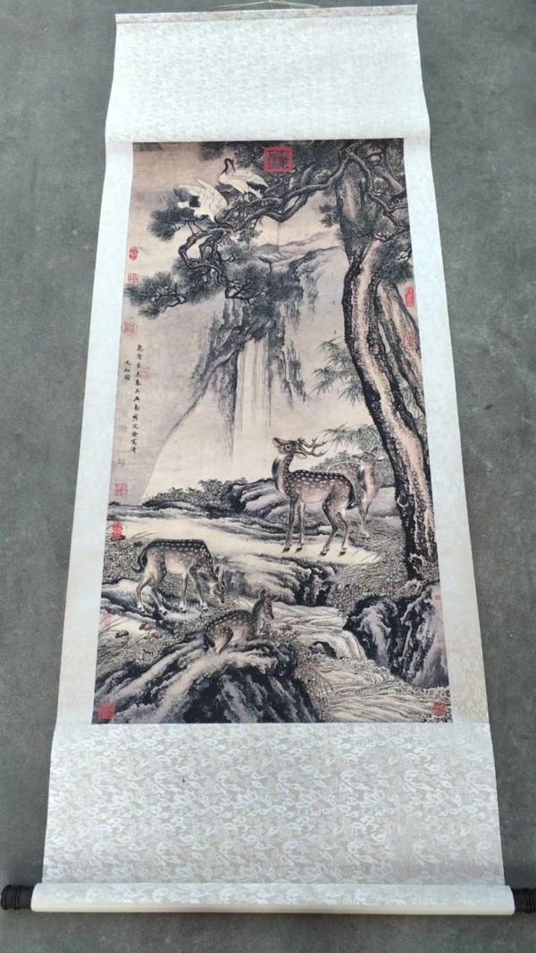 沈铨九如图老卷轴中堂挂画一副,喜真假_图片_价格_评级-书画篆刻-爱藏