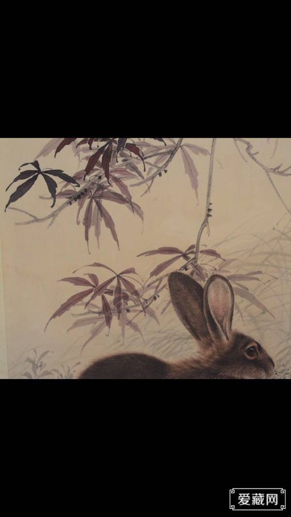 放漏了刘奎龄兔子卷轴挂画中堂画一宽约06
