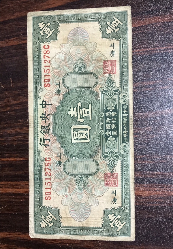 民国币一元旧票三张中华民国17年版