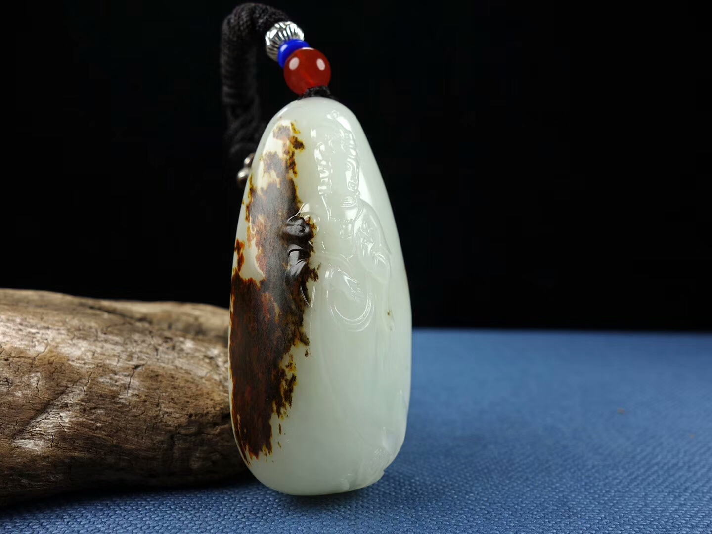 【和田玉含证书礼盒挂绳】【观音