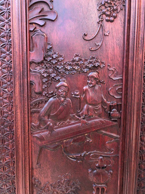 卷轴木雕琴棋书画高116cm宽56cm实物拍