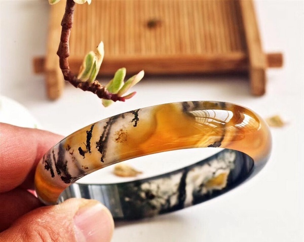 13新货极品天然彩水草玛瑙手镯冰透真假_图片_价格_评级-玛瑙-爱藏网