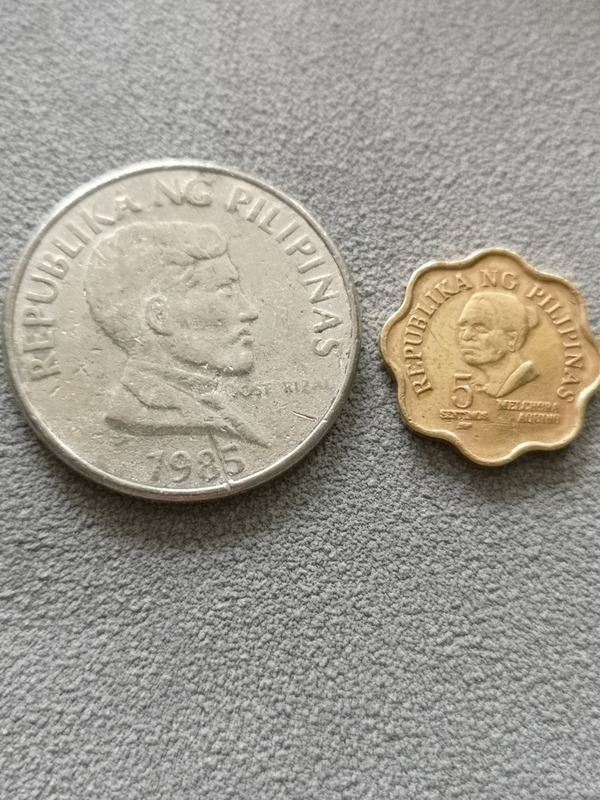 菲律宾老硬币硬币2枚1981年红铜合金5分1985