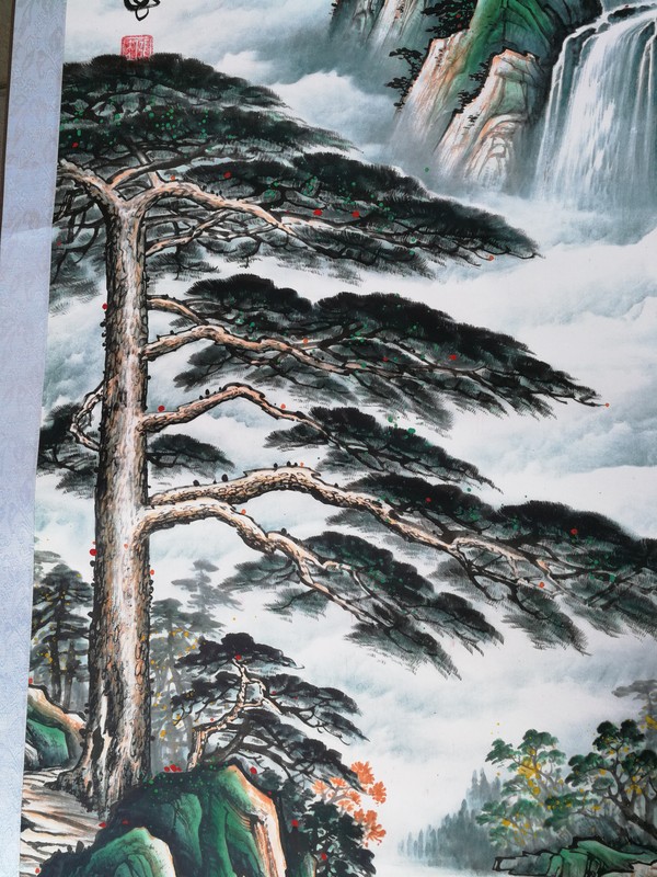 迎客松卷轴挂画中堂画尺寸约17072厘米