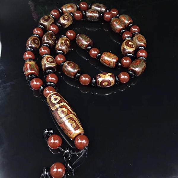 西藏天珠项链三眼天珠,料子细腻光滑无瑕疵,实物拍摄