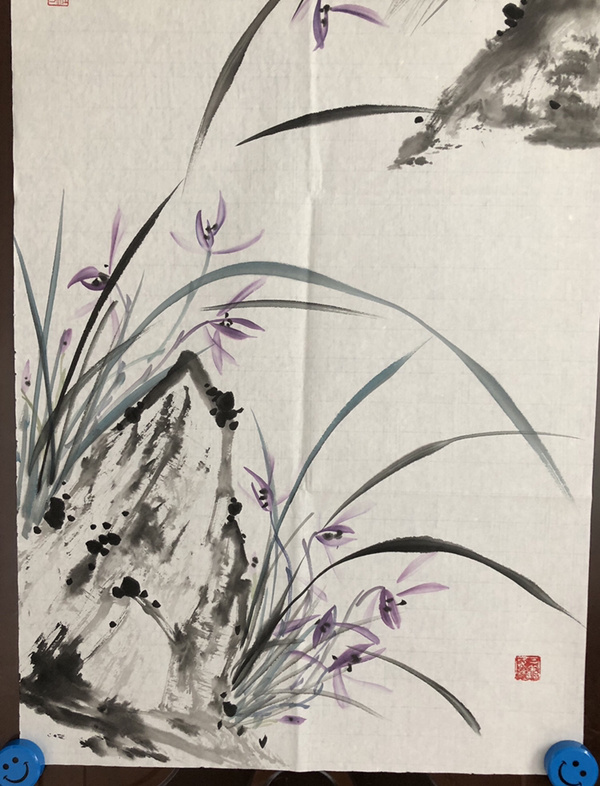四尺四开国画兰花100纯手绘35cm70