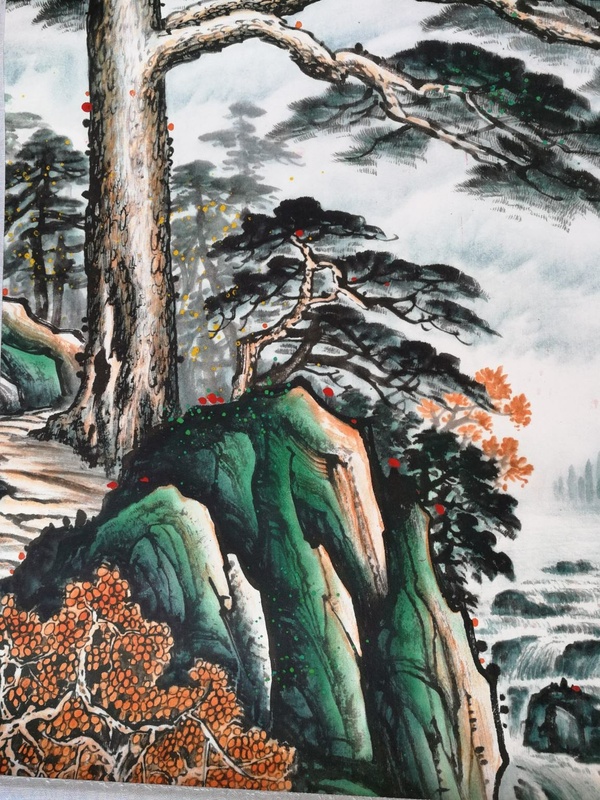 迎客松卷轴挂画中堂画尺寸约17072厘米