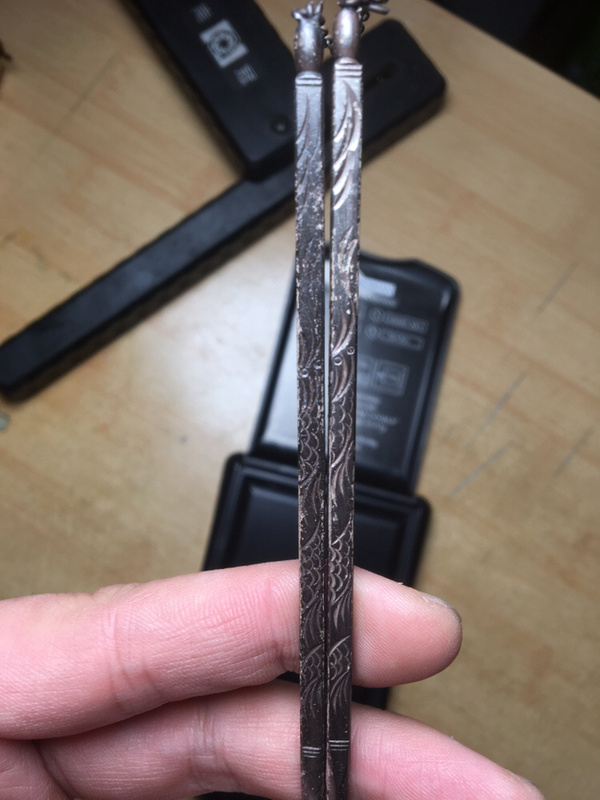 清代老银筷子一双,克重44.62克(包真)(包银)