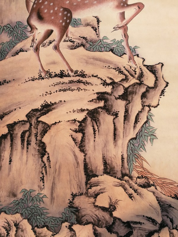 低价放漏 宣纸卷轴【鹤鹿】尺寸约:198*68cm