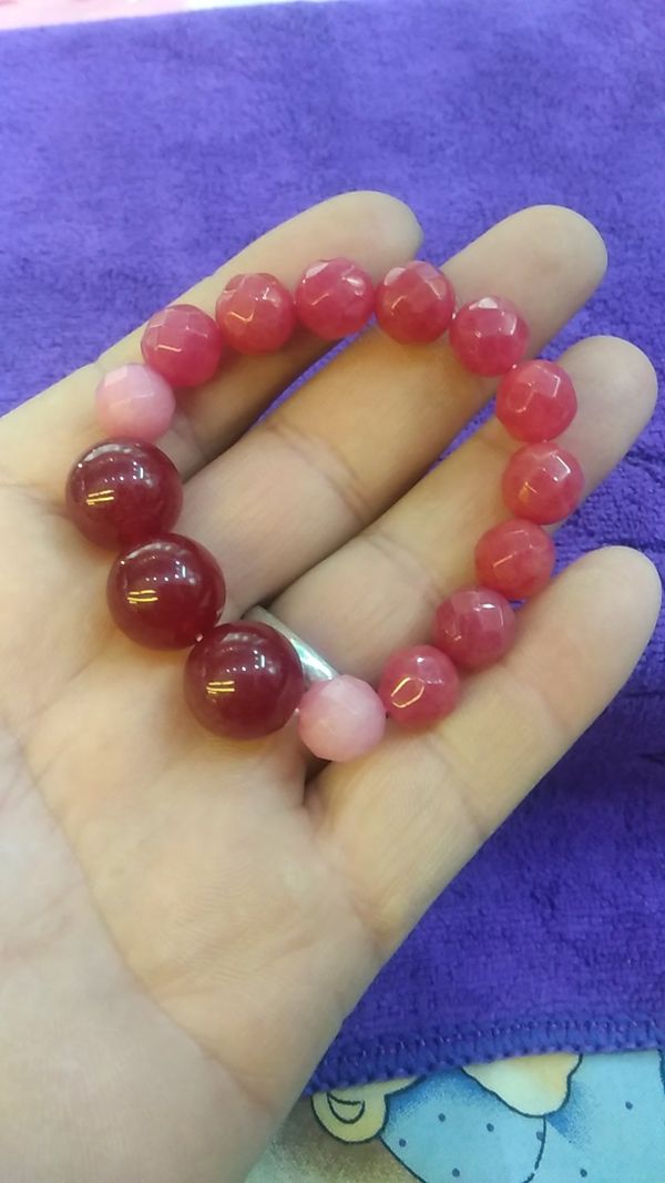 天然草莓晶配玛瑙珠原创设计大珠12mm小珠