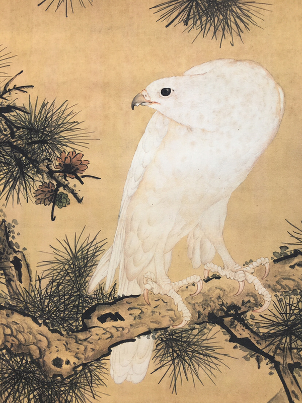 朗仕宁白鹘图老卷轴中堂挂画一副喜欢的不要错过