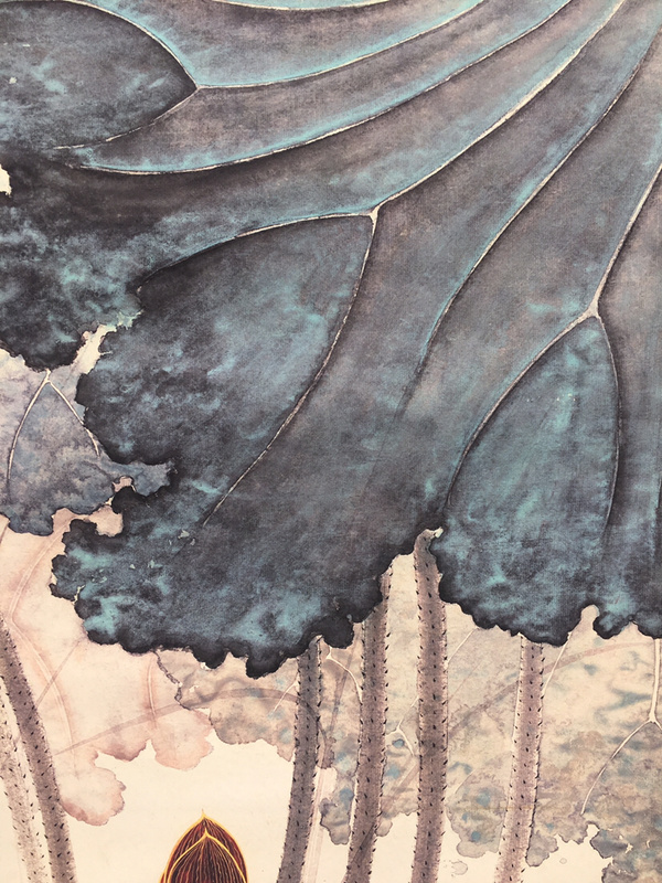 张大千金线荷花老卷轴中堂挂画一副喜欢的不要错