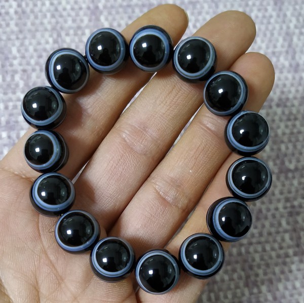 捡漏了天然药师天眼玛瑙手串珠子直径约14mm左